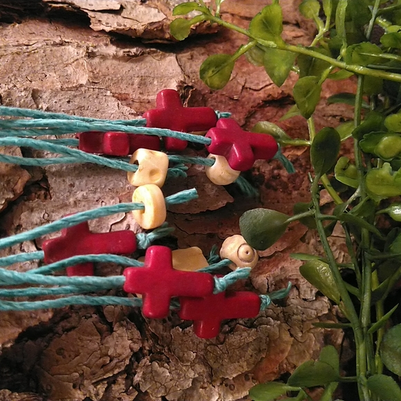 Handmade Cross & Bone Dangle Earrings - Picture 2 of 5